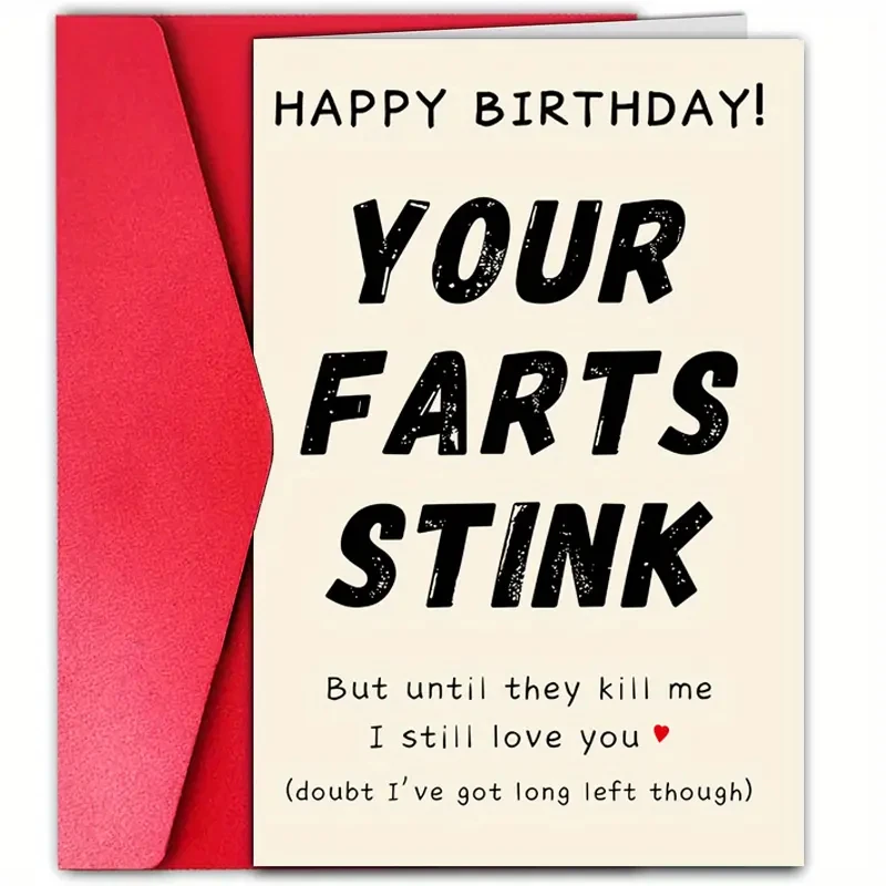 kf-Seb6f315ef6f54056897fb062bbf1819fr 1PC "Your Farts Stink,But Until They Kill Me,I Still Love You" Humorous Birthday Card Funny Gifts For Husband Wife Greeting Card - Image 1
