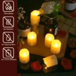 Pack of 12/24 Rechargeable LED Candle with Remote Flameless Flickering Tea Lights Home Dinner Christmas Wedding Party Decor - Image 2