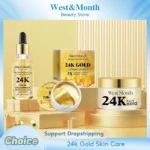 24k Gold Facial Skin Care Set Anti Wrinkle Fade Dark Circles Firming Moisturizing Repairing Eye Mask Essence Korean Cosmetics