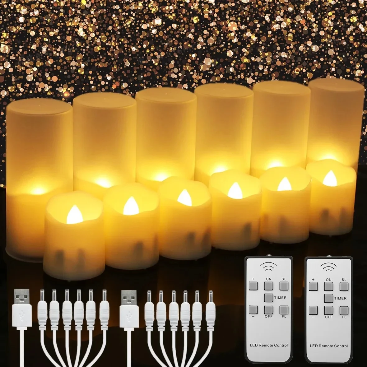 kf-Sf15fcf6db4104ca8842a4601598ce81dl Pack of 12/24 Rechargeable LED Candle with Remote Flameless Flickering Tea Lights Home Dinner Christmas Wedding Party Decor - Image 1