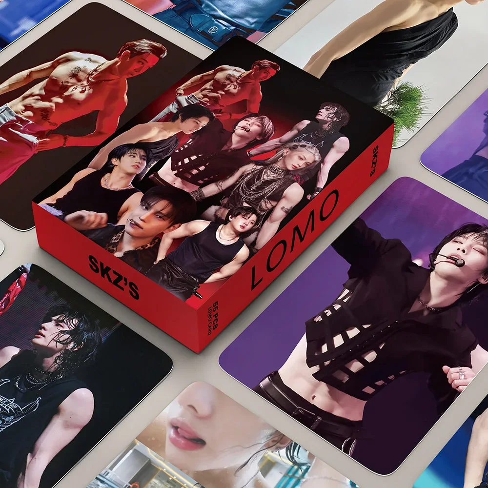kf-Sf33da054efc74afdb5a6665083eccd2fu a New55PCS Kpop SKZ Boy Stickers Photocard HOLLOW New Album Korean Star Lomo Cards Photo Print Card Set Fans Collection Postcard - Image 1