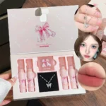 Art Value Butterfly Dance Color Box Four Lip Glaze Blush Set Necklace Lip Mud Blush Set