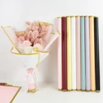 5pcs Golden Border Flower Wrapping Paper Half Transparent Gift Packing Florist Bouquet Wrapping Paper for Wedding Birthday Party - Image 3