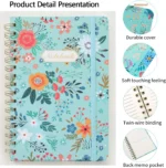 Spiral Notebook, Women's Diary, Hardcover Spiral Diary, 5.5 X 8.3inch, 160 Pages, Cute Flowers, Back Pockets, 100Gsm Paper for Gifts, Work, Office and School Supplies - Image 6