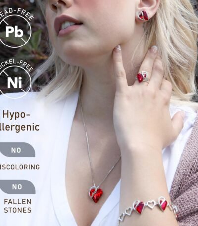 Leafael Valentine's Day Gift Necklaces for Women, Infinity Love Birthstone Heart Crystal Pendant, Birthday Anniversary Jewelry for Wife, Mom, and Her, Silver Plated, 18" + 2"...