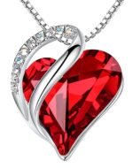 Leafael Valentine's Day Gift Necklaces for Women, Infinity Love Birthstone Heart Crystal Pendant, Birthday Anniversary Jewelry for Wife, Mom, and Her, Silver Plated, 18" + 2"...