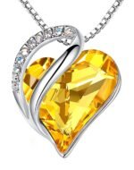 Leafael Valentine's Day Gift Necklaces for Women, Infinity Love Birthstone Heart Crystal Pendant, Birthday Anniversary Jewelry for Wife, Mom, and Her, Silver Plated, 18" + 2"...