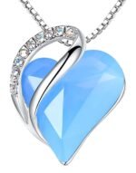 Leafael Valentine's Day Gift Necklaces for Women, Infinity Love Birthstone Heart Crystal Pendant, Birthday Anniversary Jewelry for Wife, Mom, and Her, Silver Plated, 18" + 2"...