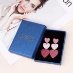 LEE&RO Heart Earrings Dangle Valentine's Day Earrings Pink Heart Earrings Red Heart Earrings Cute Love Dangling Heart Earrings for Women