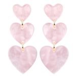 LEE&RO Heart Earrings Dangle Valentine's Day Earrings Pink Heart Earrings Red Heart Earrings Cute Love Dangling Heart Earrings for Women