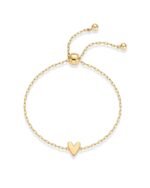 PAVOI 14K Gold Plated Matching Heart Charms Solitaire Bracelet Set for Women | Adjustable Valentines Day Love Friendship Two Bracelet Pack