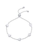 PAVOI 14K Gold Plated Matching Heart Charms Solitaire Bracelet Set for Women | Adjustable Valentines Day Love Friendship Two Bracelet Pack