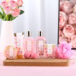 spa luxetique Gift Set For Women, Bath Sets for Women Gift, 8 Pcs Rose Spa Basket Includes Bubble Bath, Shower Gel, Body Lotion, Mom Birthday Gifts, Mother‘s Day Valentines...