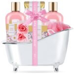 spa luxetique Gift Set For Women, Bath Sets for Women Gift, 8 Pcs Rose Spa Basket Includes Bubble Bath, Shower Gel, Body Lotion, Mom Birthday Gifts, Mother‘s Day Valentines...