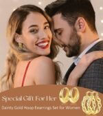 Valentines Day Gifts for Her - Adoyi 9 Pairs Gold Hoop Earrings Set for Womens Twisted Huggie Hoops Earrings 14K 18K Gold Plated for Girls Valentines Mother's Day Birthday Gifts...