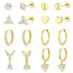 Valentines Day Gifts for Her - Adoyi 9 Pairs Gold Hoop Earrings Set for Womens Twisted Huggie Hoops Earrings 14K 18K Gold Plated for Girls Valentines Mother's Day Birthday Gifts...