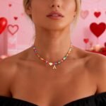 Valentines Day Gifts for Kids Women Girls - Colorful Beaded Initial Necklace Teen Girls Trendy Stuff Dainty Letter Choker Necklace Valentines Day Gifts for Her Mom Wife Jewelry