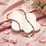 Valentines Day Gifts for Kids Women Girls - Colorful Beaded Initial Necklace Teen Girls Trendy Stuff Dainty Letter Choker Necklace Valentines Day Gifts for Her Mom Wife Jewelry