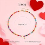 Valentines Day Gifts for Kids Women Girls - Colorful Beaded Initial Necklace Teen Girls Trendy Stuff Dainty Letter Choker Necklace Valentines Day Gifts for Her Mom Wife Jewelry