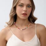 Valentines Day Gifts for Kids Women Girls - Colorful Beaded Initial Necklace Teen Girls Trendy Stuff Dainty Letter Choker Necklace Valentines Day Gifts for Her Mom Wife Jewelry