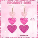 Valentines Earrings, Acrylic Heart Earrings, Pink Red Valentines Gifts for Her, Galentines Day Jewelry Accessories for Women