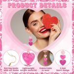 Valentines Earrings, Acrylic Heart Earrings, Pink Red Valentines Gifts for Her, Galentines Day Jewelry Accessories for Women