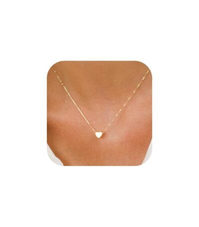 Valentines Gifts for Kids Teen Girls - Dainty 14K Gold/Silver Plated Cute Heart Handmade Disc Circle Bee Choker Adjustable Necklace for Her Women Teenage Girl Trendy Jewelry