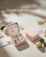 Vlando Travel Jewelry Case - Valentines Day Gifts for Her - Small Jewelry Travel Organizer Box Travel Essentials Gift for Teen Girl Women - Pink