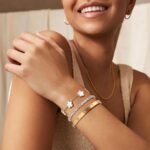 Womens Stackable Floral Gold Bracelets - 3Pcs 18K Gold Plated Bracelet,Stainless Steel Bangle Bracelets Non Tarnish, Gold Bracelet Set Trendy Jewelry,Christmas Valentines...