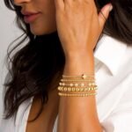 Yoosteel Valentines Day Gifts for Her Kids Teen Girl - 14K Gold Plated Dainty Round Beaded Ball Pearl Cross Bracelet Stack Set for Women Trendy Non Tarnish Teenage Girls...