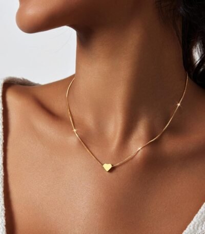 Zeffy Dainty Gold Heart Necklace for Women Trendy 14K Gold/Silver Plate Cute Heart Pendant Choker Necklaces Gold Love Heart Chain Necklace for Women Dainty Gold Jewelry Gifts...